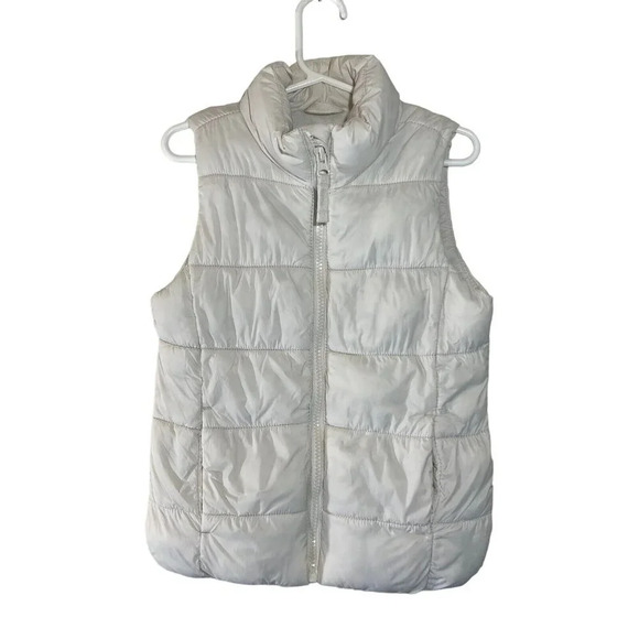 Old Navy Girls Puffer Vest Size XS Ivory Cream Full Zip Kids Winter Outside Top - Picture 1 of 5